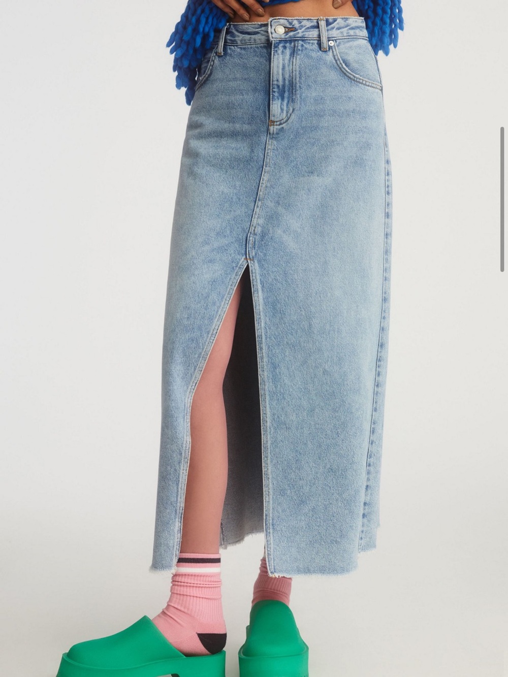 Pilcro The Madi Front Slit Denim Skirt Midi